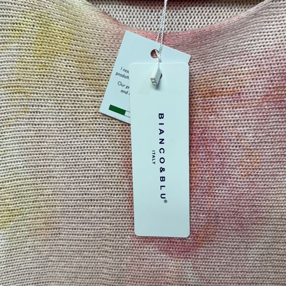 NWT Bianco & Blue Short Sleeve Knit Top Sweater Size Large Acrylic Italy C065 -8 - Picture 6 of 16